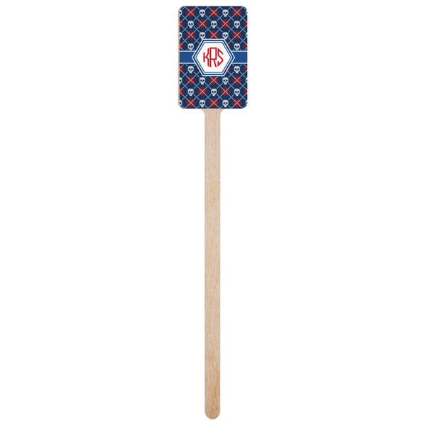 Knitted Argyle & Skulls Wooden 6.25" Stir Stick - Rectangular - Single Stick
