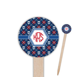 Knitted Argyle & Skulls 6" Round Wooden Food Picks - Single Sided (Personalized)