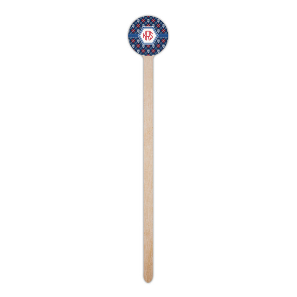Knitted Argyle & Skulls Wooden 6" Stir Stick - Round - Single Stick