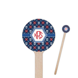Knitted Argyle & Skulls 7.5" Round Wooden Stir Sticks - Single Sided (Personalized)