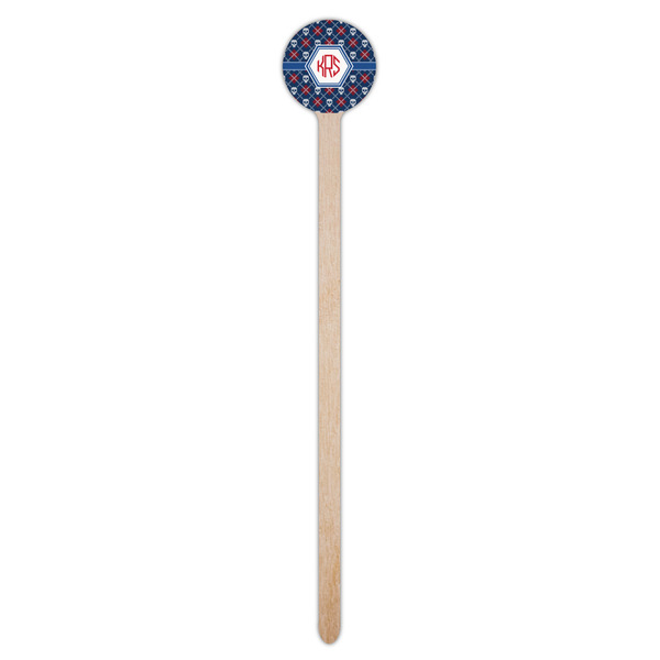 Knitted Argyle & Skulls Wooden 7.5" Stir Stick - Round - Single Stick