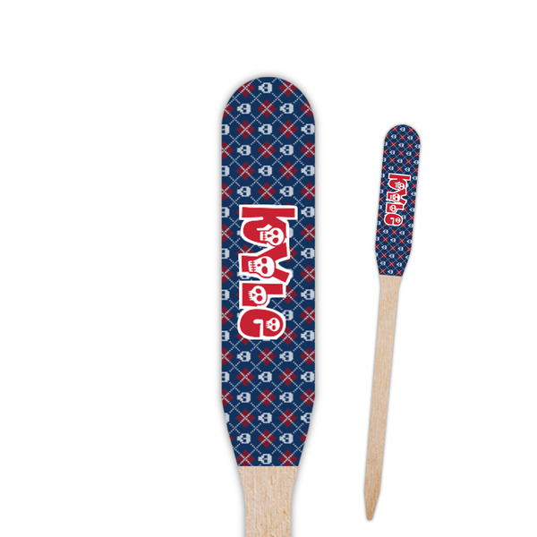 Custom Knitted Argyle & Skulls Paddle Wooden Food Picks - Double Sided (Personalized)
