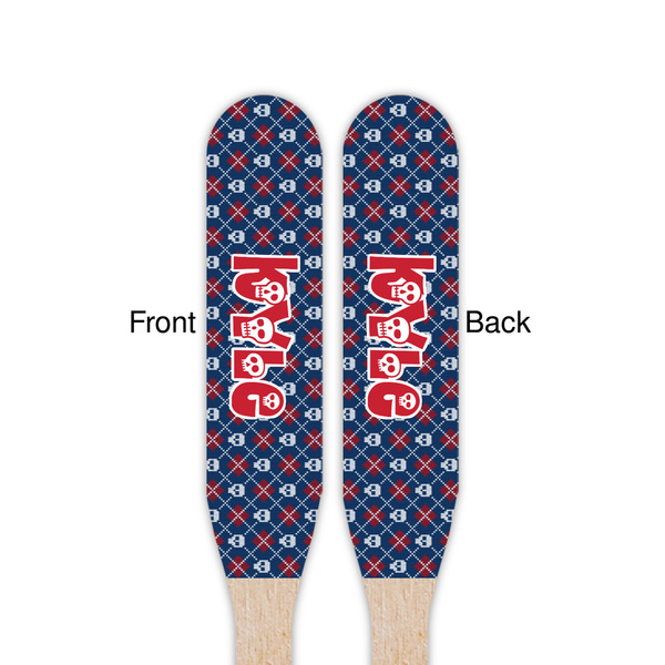 Knitted Argyle & Skulls Wooden Food Pick - Paddle - Double Sided - Front & Back