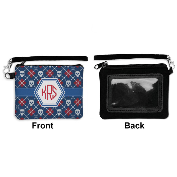 Knitted Argyle & Skulls Wristlet ID Cases - Front & Back