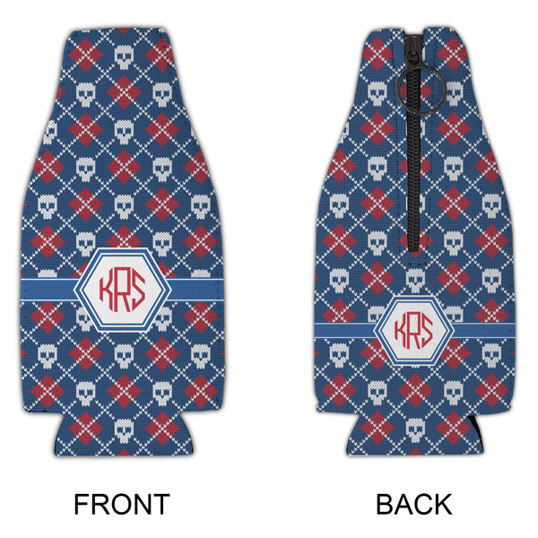 Knitted Argyle & Skulls Zipper Bottle Cooler - APPROVAL