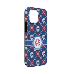 Knitted Argyle & Skulls iPhone Case - Rubber Lined - iPhone 13 Mini (Personalized)