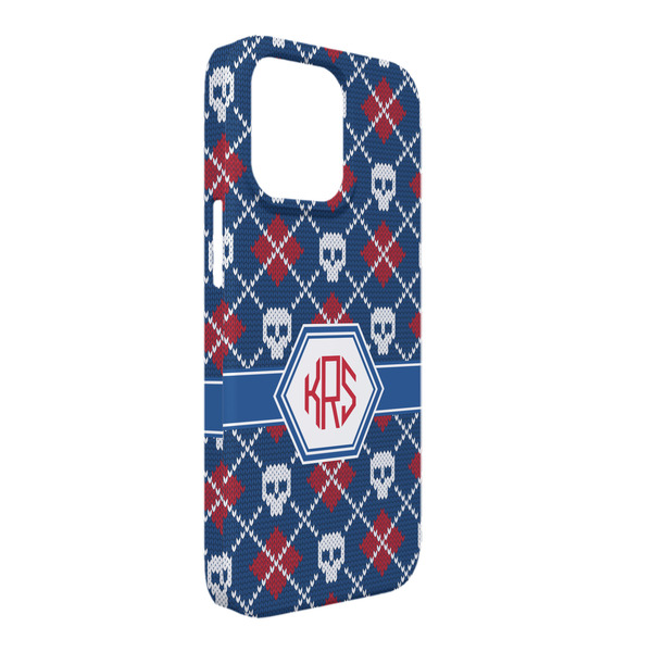 Custom Knitted Argyle & Skulls iPhone Case - Plastic - iPhone 13 Pro Max (Personalized)