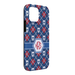 Knitted Argyle & Skulls iPhone Case - Rubber Lined - iPhone 13 Pro Max (Personalized)