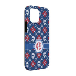 Knitted Argyle & Skulls iPhone Case - Rubber Lined - iPhone 13 Pro (Personalized)