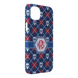 Knitted Argyle & Skulls iPhone Case - Plastic - iPhone 14 Plus (Personalized)