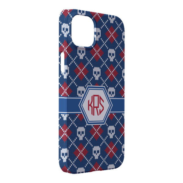 Custom Knitted Argyle & Skulls iPhone Case - Plastic - iPhone 14 Plus (Personalized)