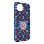 Knitted Argyle & Skulls iPhone Case - Rubber Lined - iPhone 14 Plus (Personalized)