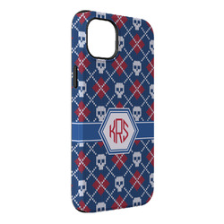 Knitted Argyle & Skulls iPhone Case - Rubber Lined - iPhone 14 Plus (Personalized)