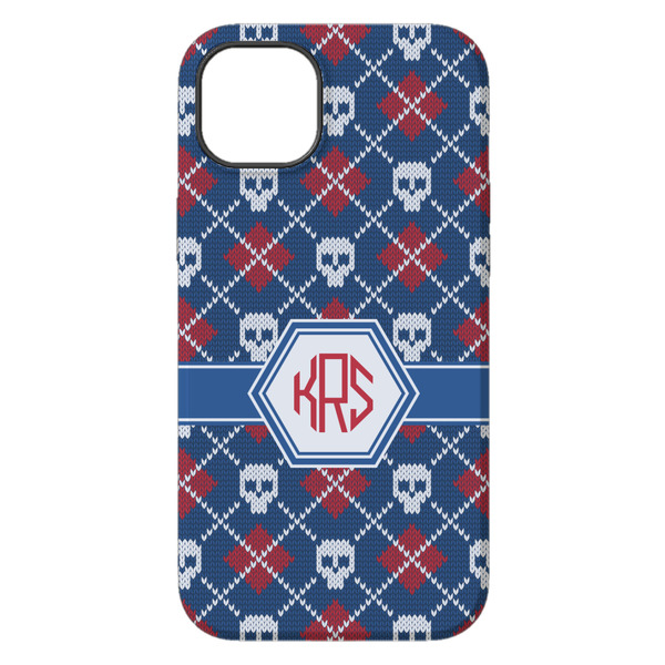 Knitted Argyle & Skulls iPhone 14 Plus Tough Case - Back