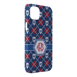Knitted Argyle & Skulls iPhone Case - Plastic - iPhone 14 Pro Max (Personalized)