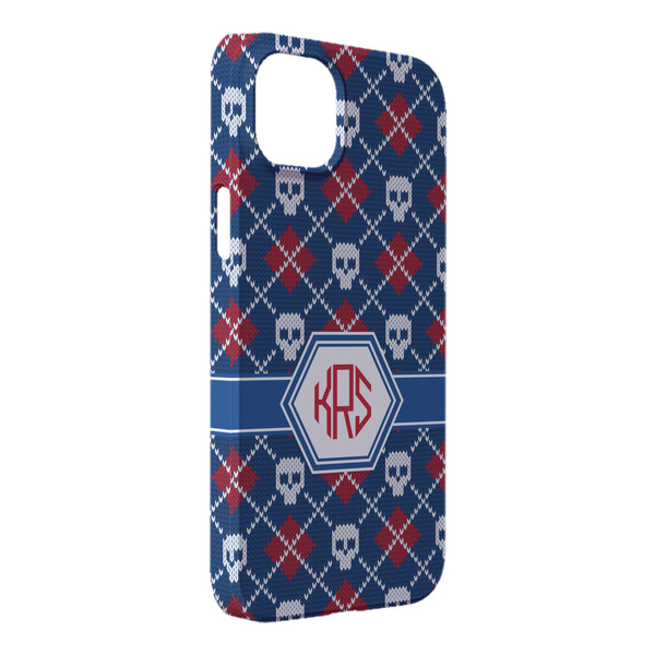 Custom Knitted Argyle & Skulls iPhone Case - Plastic - iPhone 14 Pro Max (Personalized)