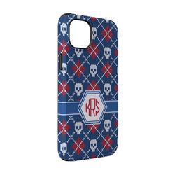 Knitted Argyle & Skulls iPhone Case - Rubber Lined - iPhone 14 Pro (Personalized)