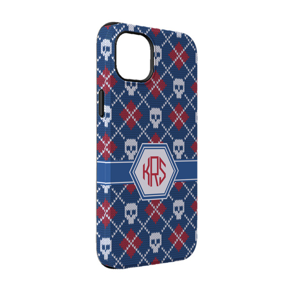 Custom Knitted Argyle & Skulls iPhone Case - Rubber Lined - iPhone 14 (Personalized)