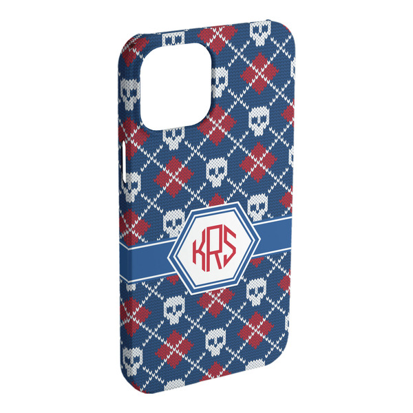 Custom Knitted Argyle & Skulls iPhone Case - Plastic - iPhone 15 Plus (Personalized)