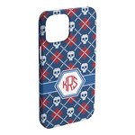 Knitted Argyle & Skulls iPhone Case - Plastic (Personalized)