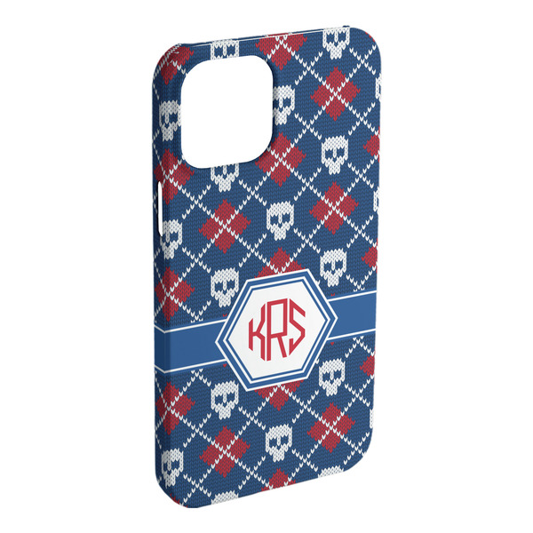Custom Knitted Argyle & Skulls iPhone Case - Plastic - iPhone 15 Pro Max (Personalized)