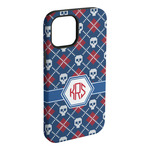 Knitted Argyle & Skulls iPhone Case - Rubber Lined - iPhone 15 Pro Max (Personalized)