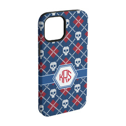 Knitted Argyle & Skulls iPhone Case - Rubber Lined - iPhone 15 Pro (Personalized)