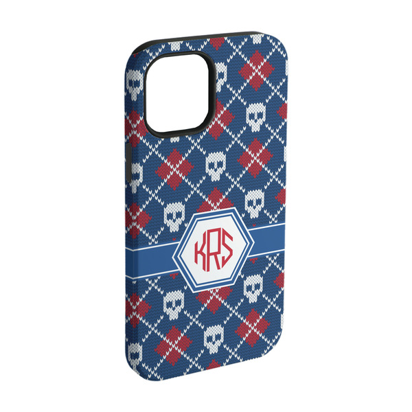 Custom Knitted Argyle & Skulls iPhone Case - Rubber Lined - iPhone 15 Pro (Personalized)