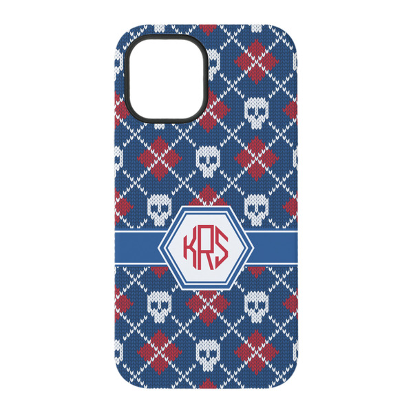 Knitted Argyle & Skulls iPhone 15 Tough Case - Back