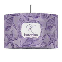 Sea Shells 12" Drum Pendant Lamp - Fabric (Personalized)