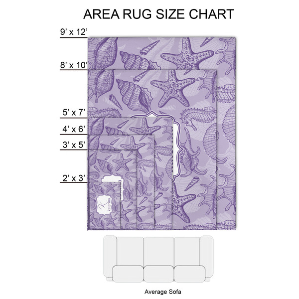 Sea Shells 2'x3' Indoor Area Rugs - Size Chart
