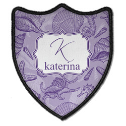 Sea Shells Iron On Shield Patch B w/ Name and Initial