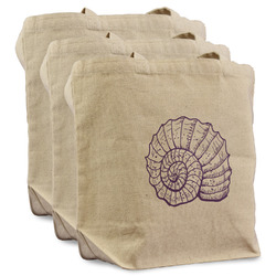 Sea Shells Reusable Cotton Grocery Bags - Set of 3