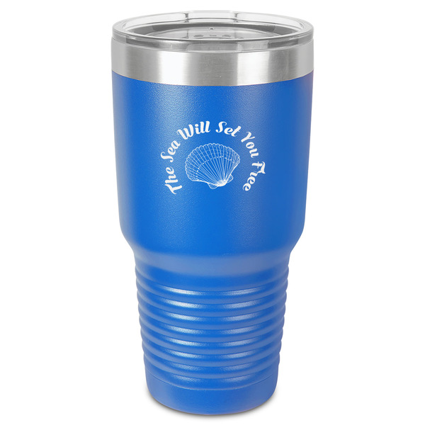 Custom Sea Shells 30 oz Stainless Steel Tumbler - Royal Blue - Single-Sided (Personalized)