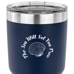 Sea Shells 30 oz Stainless Steel Tumbler - Navy - Single Sided (Personalized)