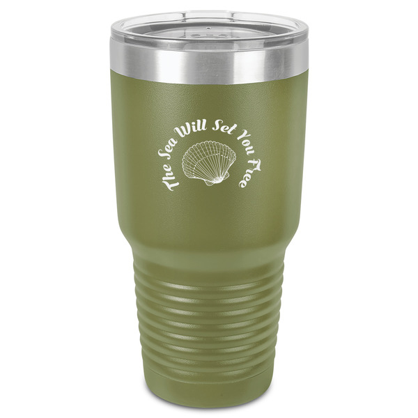 Custom Sea Shells 30 oz Stainless Steel Tumbler - Olive - Single-Sided (Personalized)