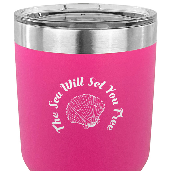 Sea Shells 30 oz Stainless Steel Ringneck Tumbler - Pink - CLOSE UP