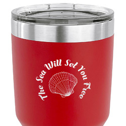 Sea Shells 30 oz Stainless Steel Tumbler - Red - Double Sided (Personalized)