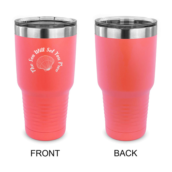 Sea Shells 30 oz Stainless Steel Ringneck Tumblers - Coral - Single Sided - APPROVAL