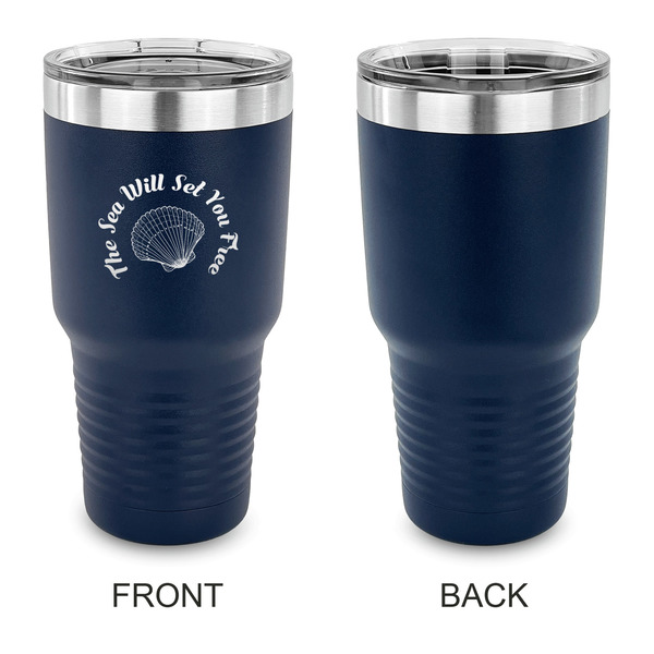 Sea Shells 30 oz Stainless Steel Ringneck Tumblers - Navy - Single Sided - APPROVAL