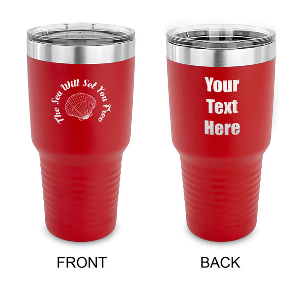 Custom Sea Shells 30 oz Stainless Steel Tumbler - Red - Double Sided (Personalized)