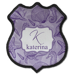 Sea Shells Iron On Shield Patch C w/ Name and Initial