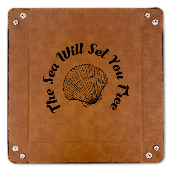 Sea Shells 9" x 9" Leatherette Snap Up Tray - APPROVAL (FLAT)