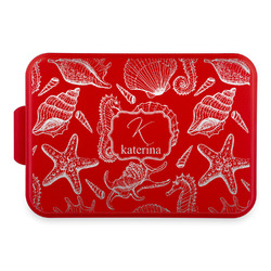 Sea Shells Aluminum Baking Pan with Red Lid (Personalized)