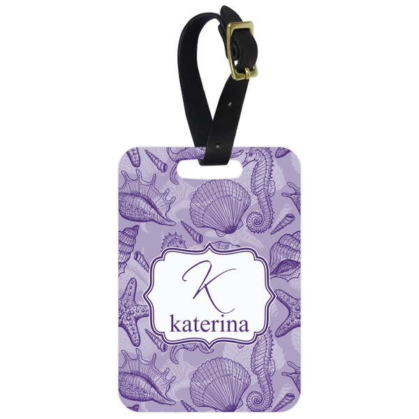 Custom Sea Shells Metal Luggage Tag w/ Name and Initial