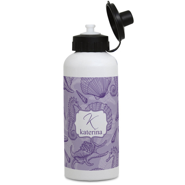 Custom Sea Shells Water Bottles - Aluminum - 20 oz - White (Personalized)