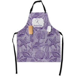 Sea Shells Apron With Pockets w/ Name and Initial