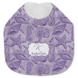 Sea Shells Jersey Knit Baby Bib w/ Name and Initial