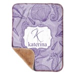 Sea Shells Sherpa Baby Blanket - 30" x 40" w/ Name and Initial