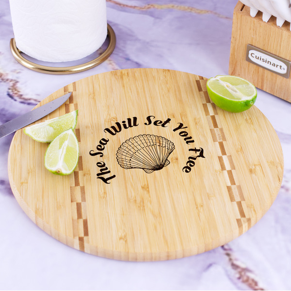 Sea Shells Bamboo Cutting Board - In Context